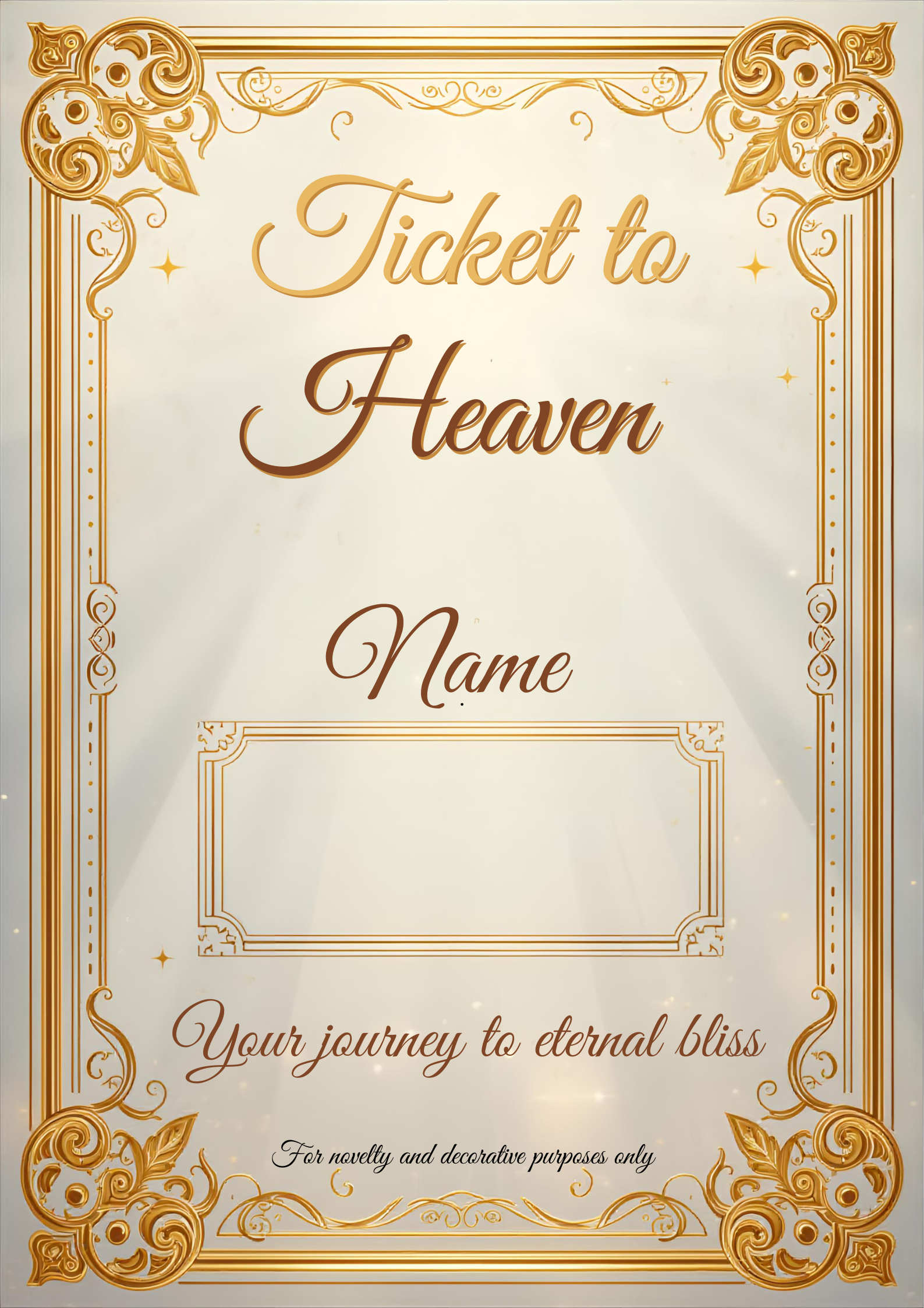 Ticket to Heaven - Digital Download - Novelty Gift